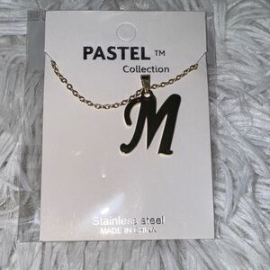 Gold 'M' Pendant Necklace by Pastel